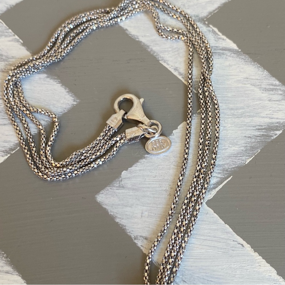 Sterling Silver Double Chain Diamond Cut Knot Necklace - Picture 10 of 11